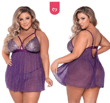 Cargar imagen en el visor de la galería, Sparkling Lace & Mesh Babydoll Set - Lencería